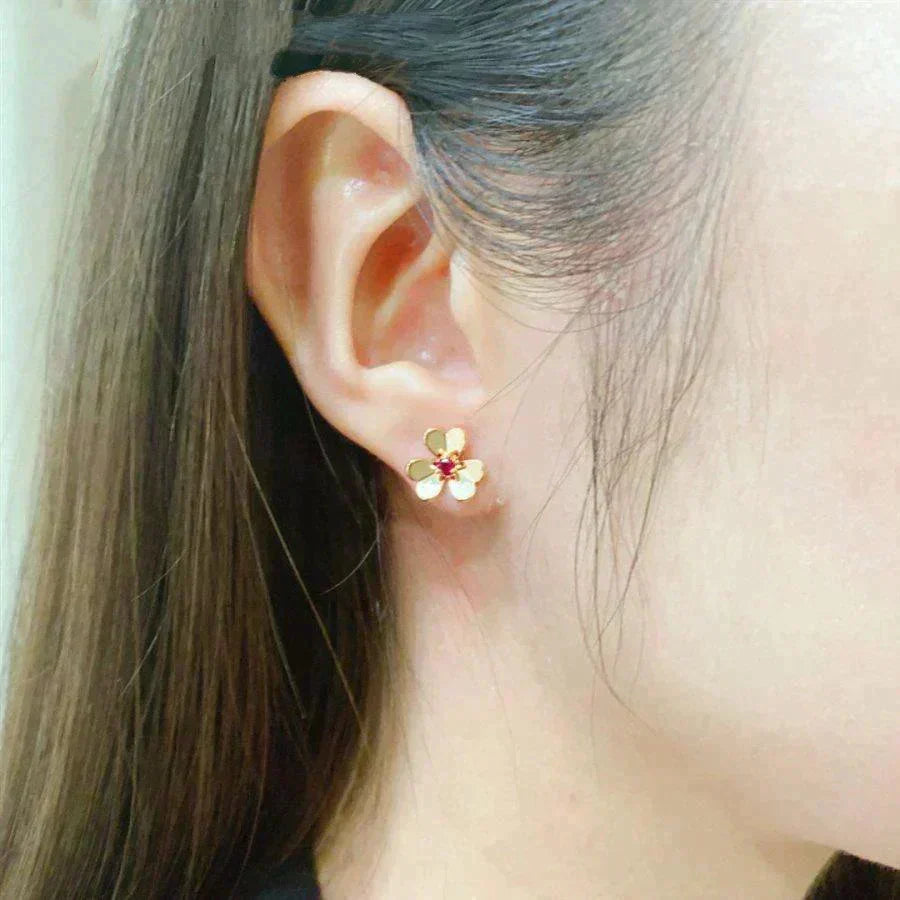 [Elara jewelsry ]FRIVOLE  FLOWER PINK EARRINGS