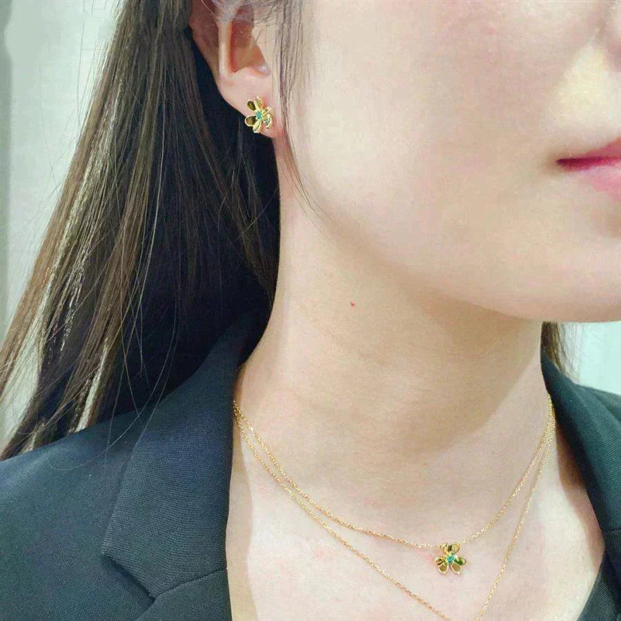 [Elara jewelsry ]FRIVOLE  FLOWER MALACHITE EARRINGS