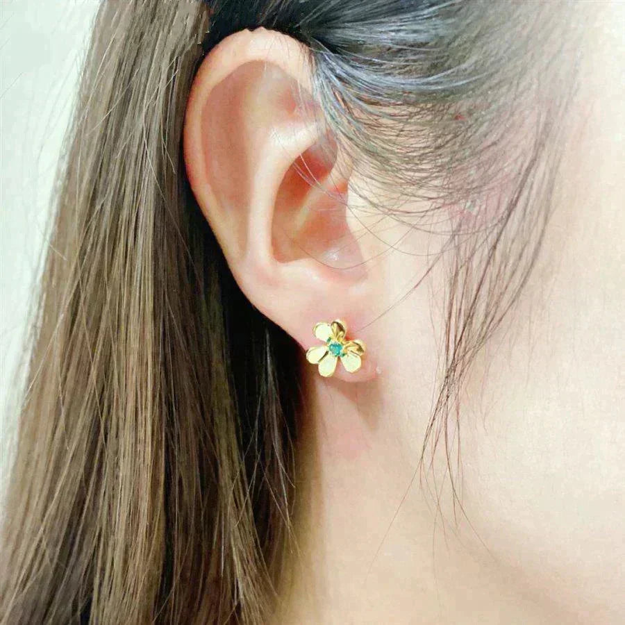 [Elara jewelsry ]FRIVOLE  FLOWER MALACHITE EARRINGS