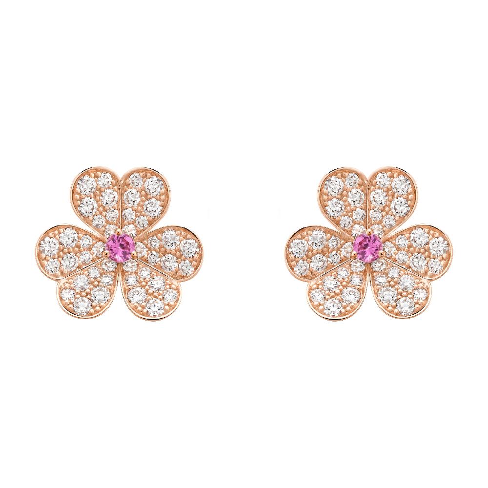 [Elara jewelsry ]FRIVOLE PINK GOLD FLOWER DIAMOND EARRINGS