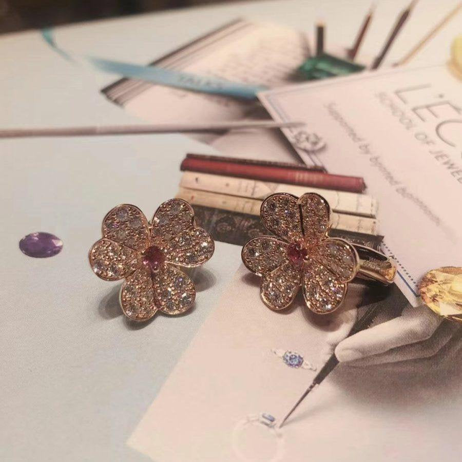 [Elara jewelsry ]FRIVOLE PINK GOLD FLOWER DIAMOND EARRINGS
