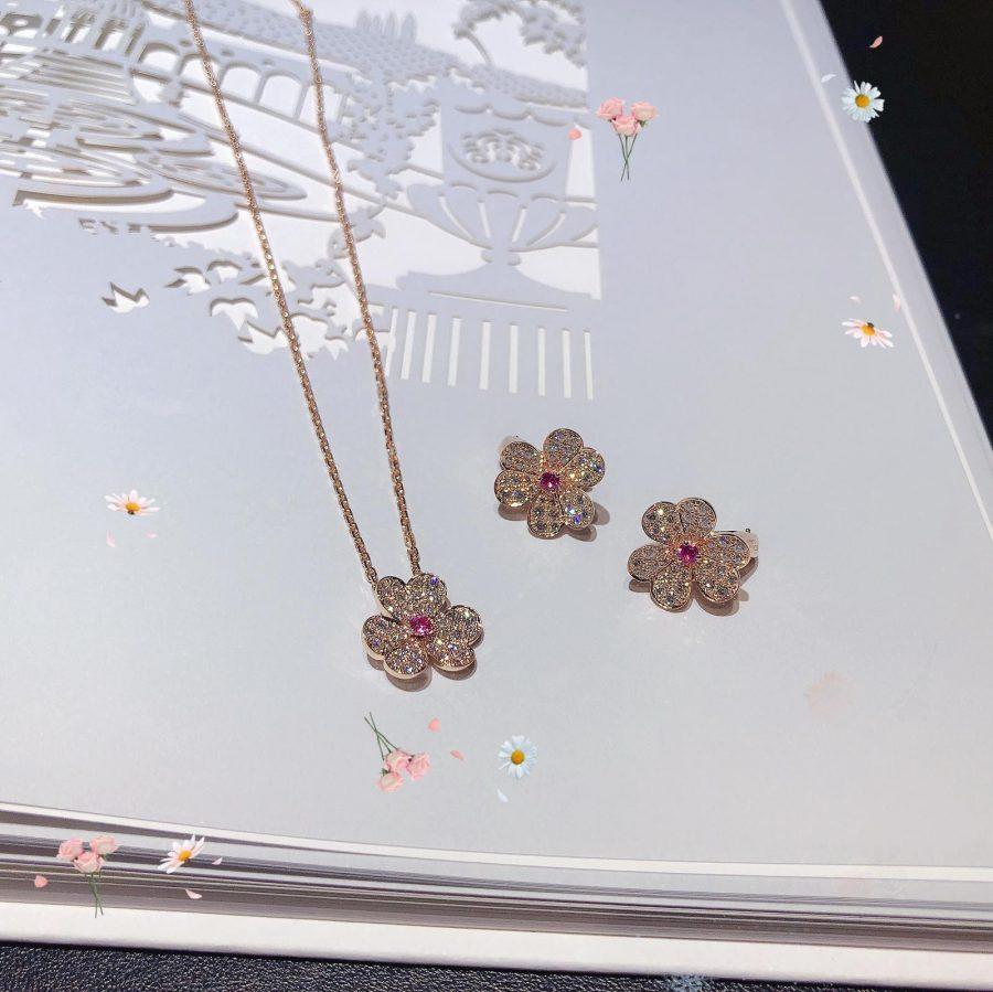 [Elara jewelsry ]FRIVOLE PINK GOLD FLOWER DIAMOND EARRINGS