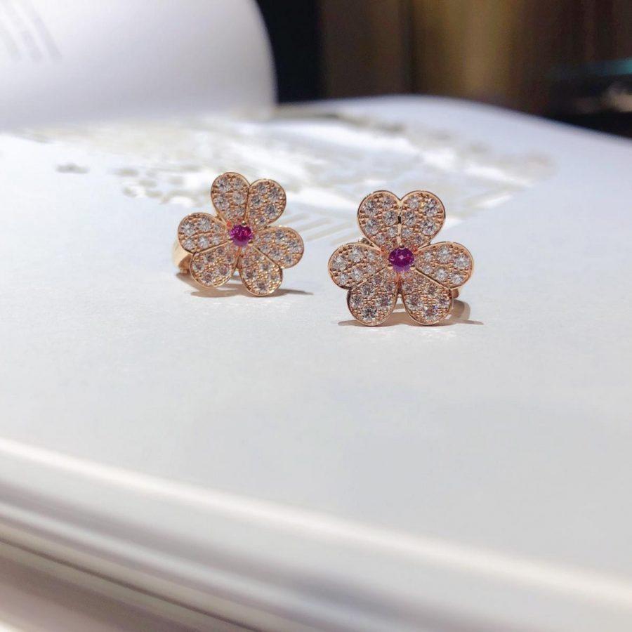 [Elara jewelsry ]FRIVOLE PINK GOLD FLOWER DIAMOND EARRINGS