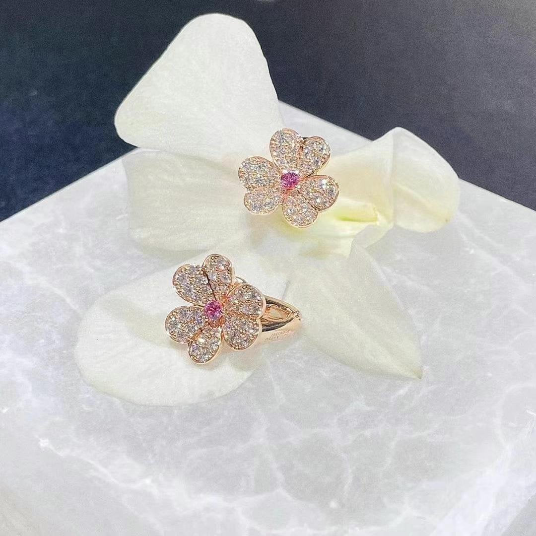 [Elara jewelsry ]FRIVOLE PINK GOLD FLOWER DIAMOND EARRINGS