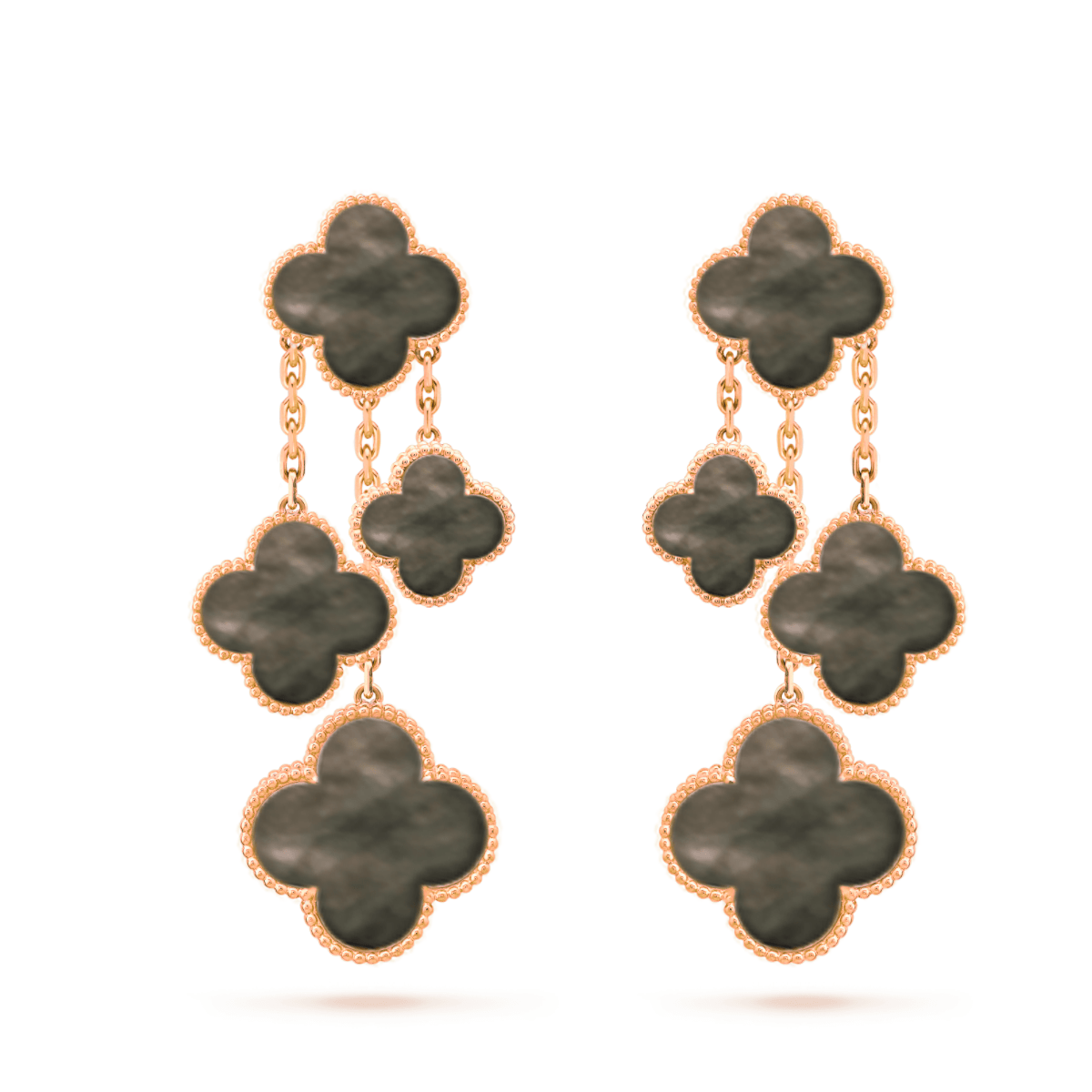 [Elara jewelsry ]CLOVER EARRINGS DARK MOP 4 MOTIFS ROSE GOLD