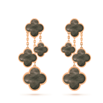 [Elara jewelsry ]CLOVER EARRINGS DARK MOP 4 MOTIFS ROSE GOLD