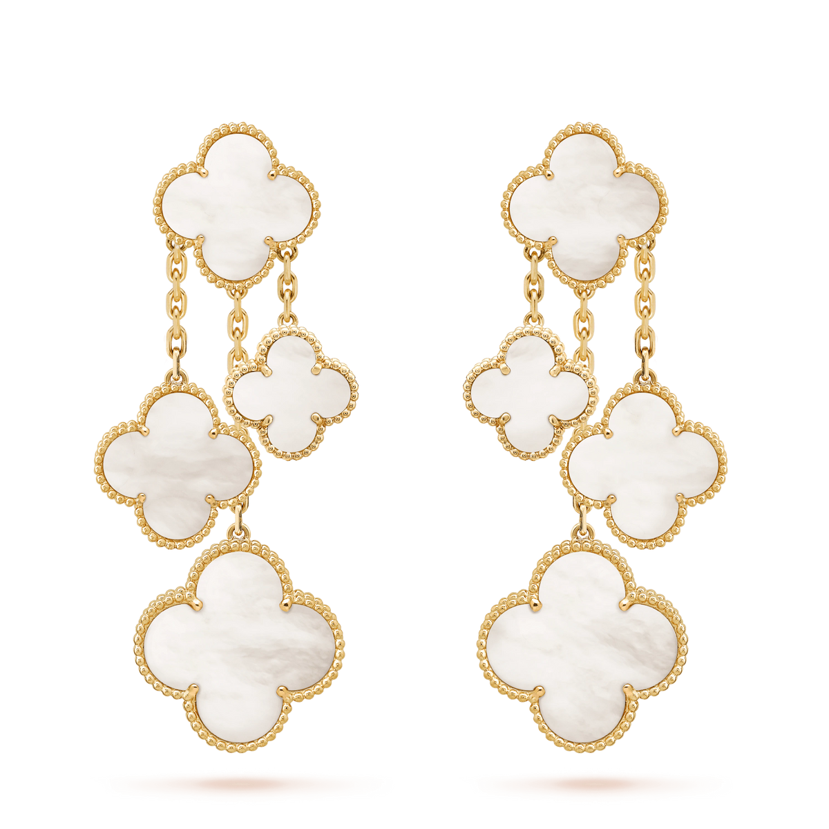 [Elara jewelsry ]CLOVER EARRINGS WHITE MOP 4 MOTIFS GOLD