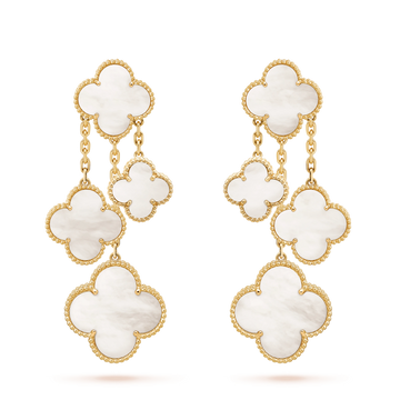 [Elara jewelsry ]CLOVER EARRINGS WHITE MOP 4 MOTIFS GOLD