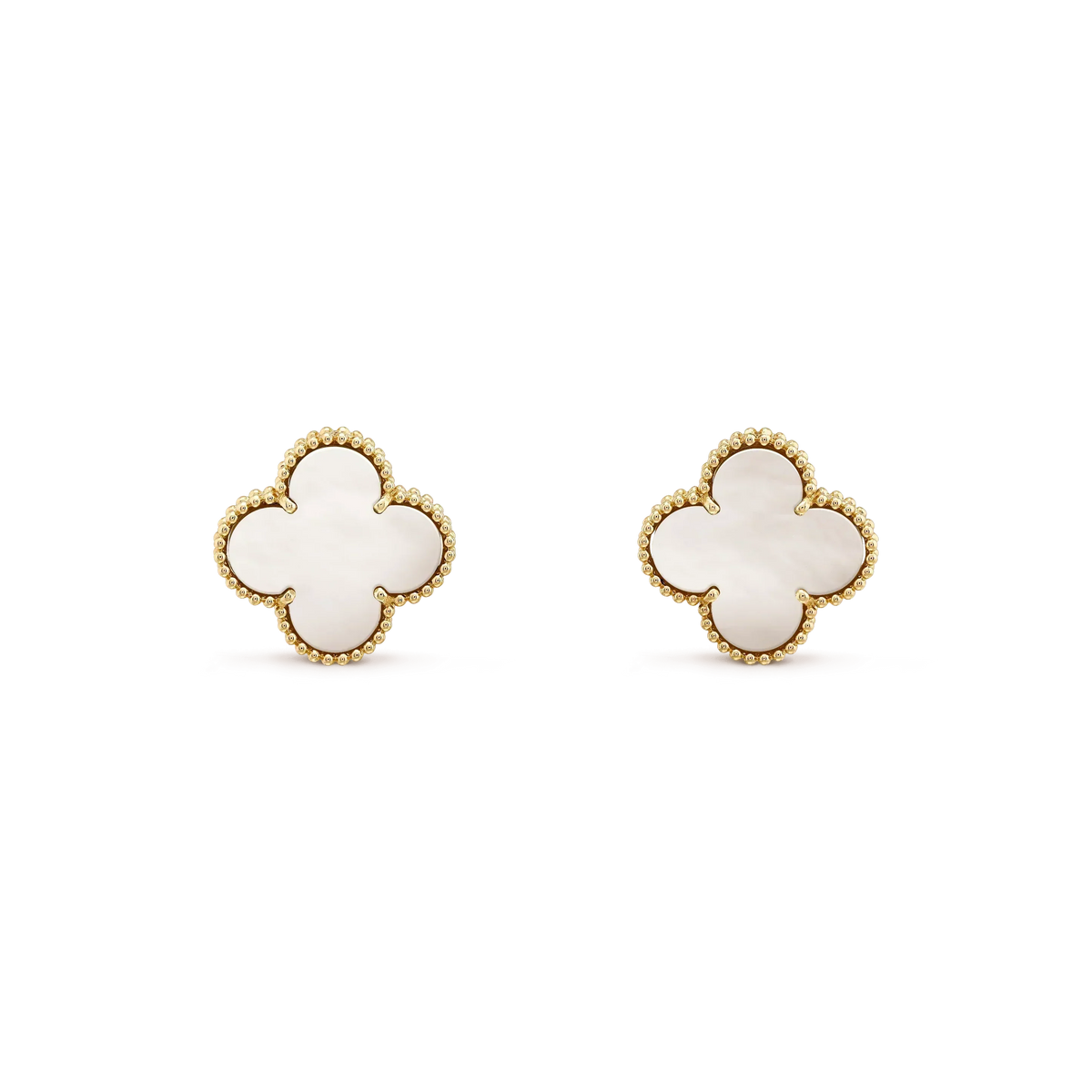 [Elara jewelsry ]CLOVER MEDIUM 1 MOTIFS  WHITE MOP STUD EARRINGS