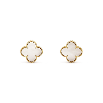 [Elara jewelsry ]CLOVER MEDIUM 1 MOTIFS  WHITE MOP STUD EARRINGS