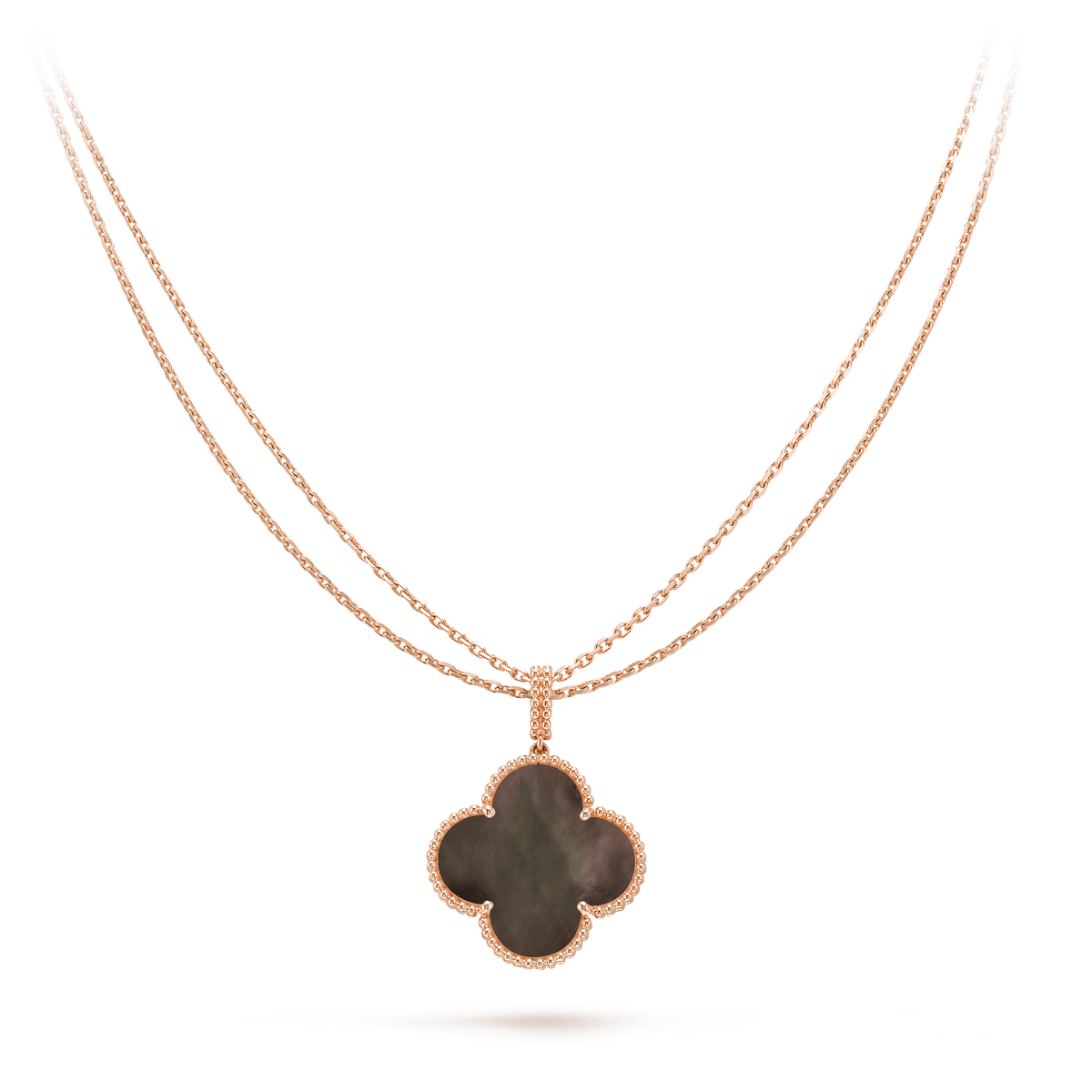 [Elara jewelsry ]CLOVER 25MM GOLD DARK MOP BIG CLOVER NECKLACE