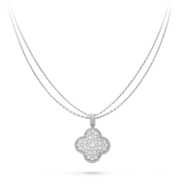 [Elara jewelsry ]CLOVER 25MM SILVER FULL DIAMOND BIG CLOVER NECKLACE
