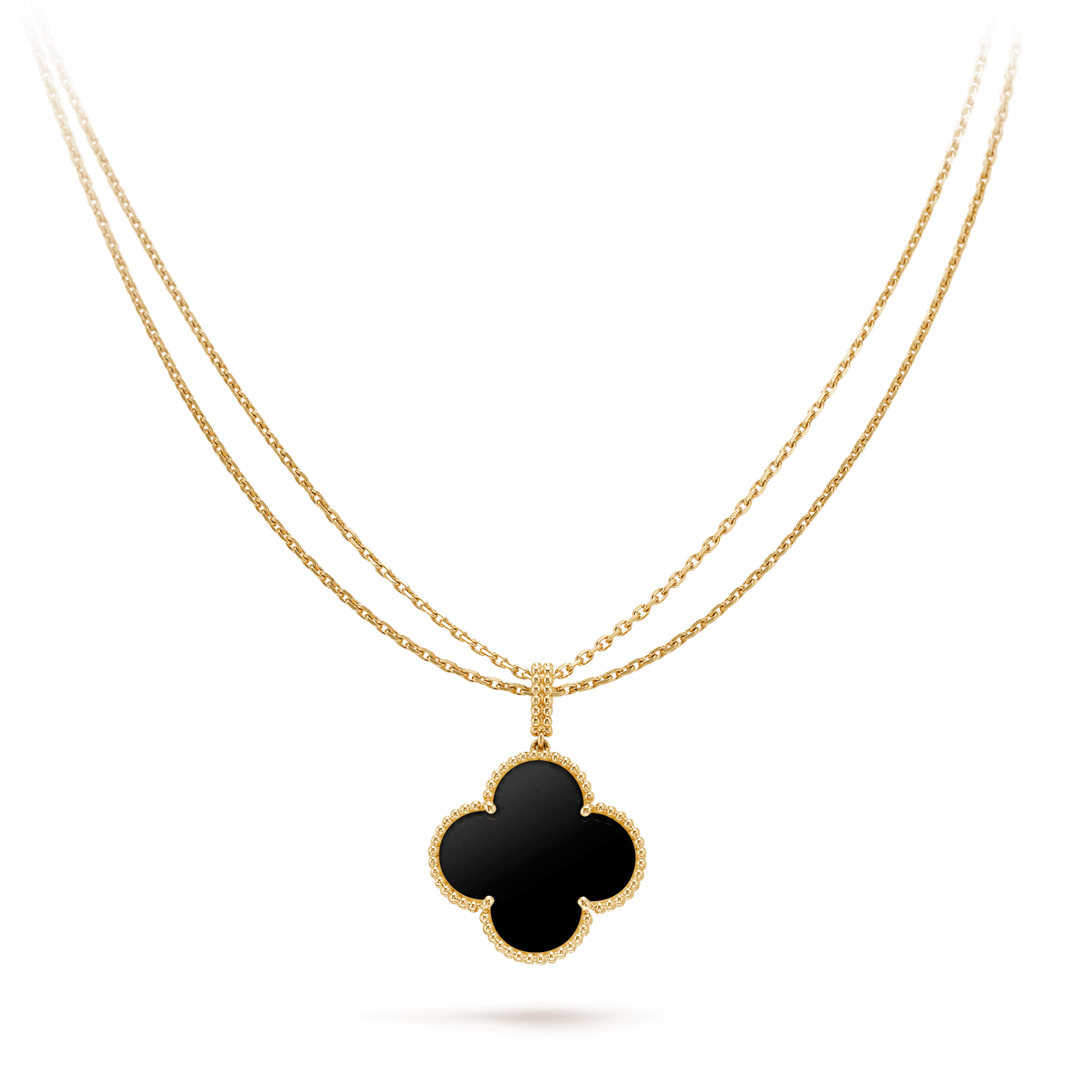[Elara jewelsry ]CLOVER 25MM GOLD ONYX BIG CLOVER NECKLACE
