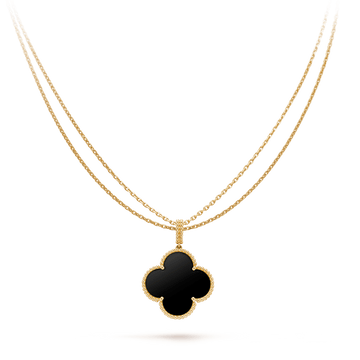 [Elara jewelsry ]CLOVER 25MM GOLD ONYX BIG CLOVER NECKLACE