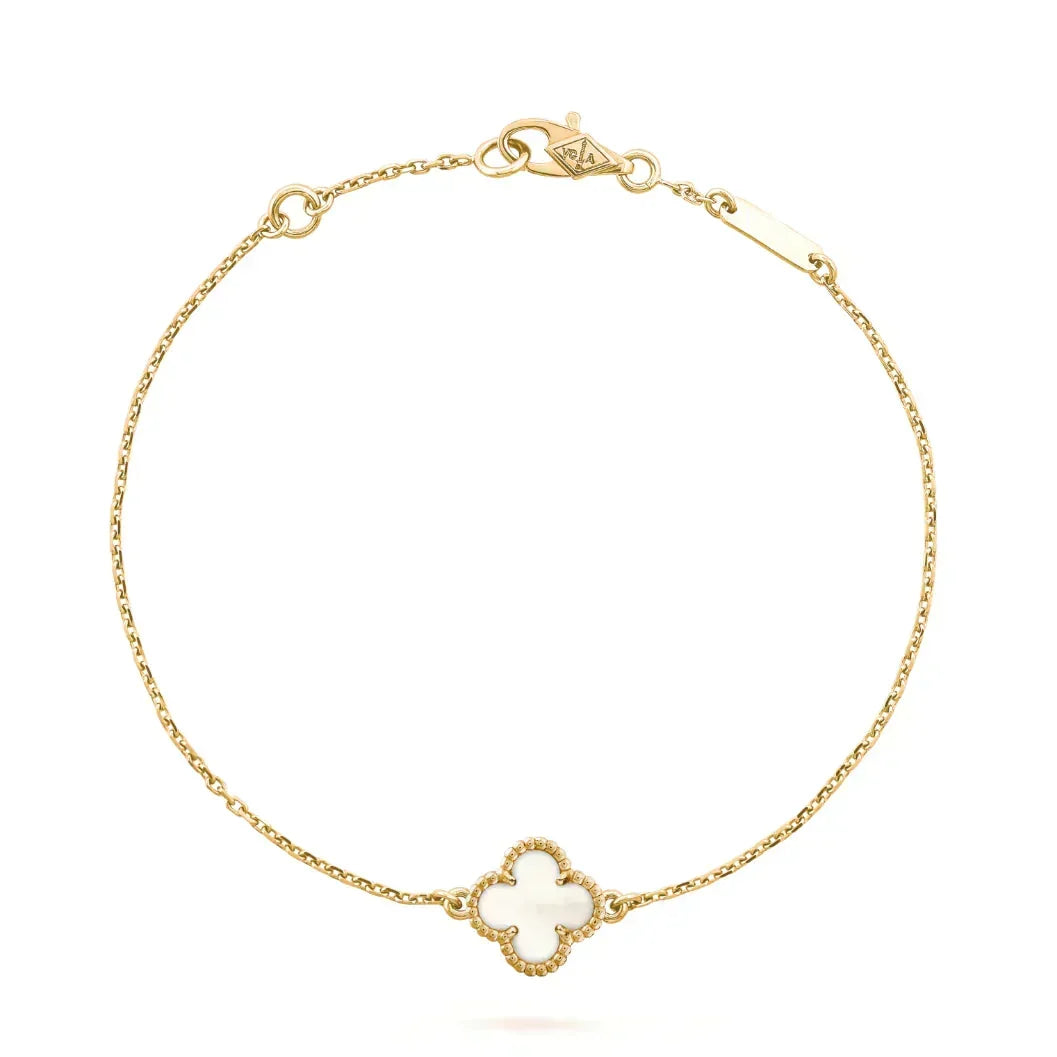 [Elara jewelsry ]CLOVER WHITE MOP SINGLE FLOWER BRACELET