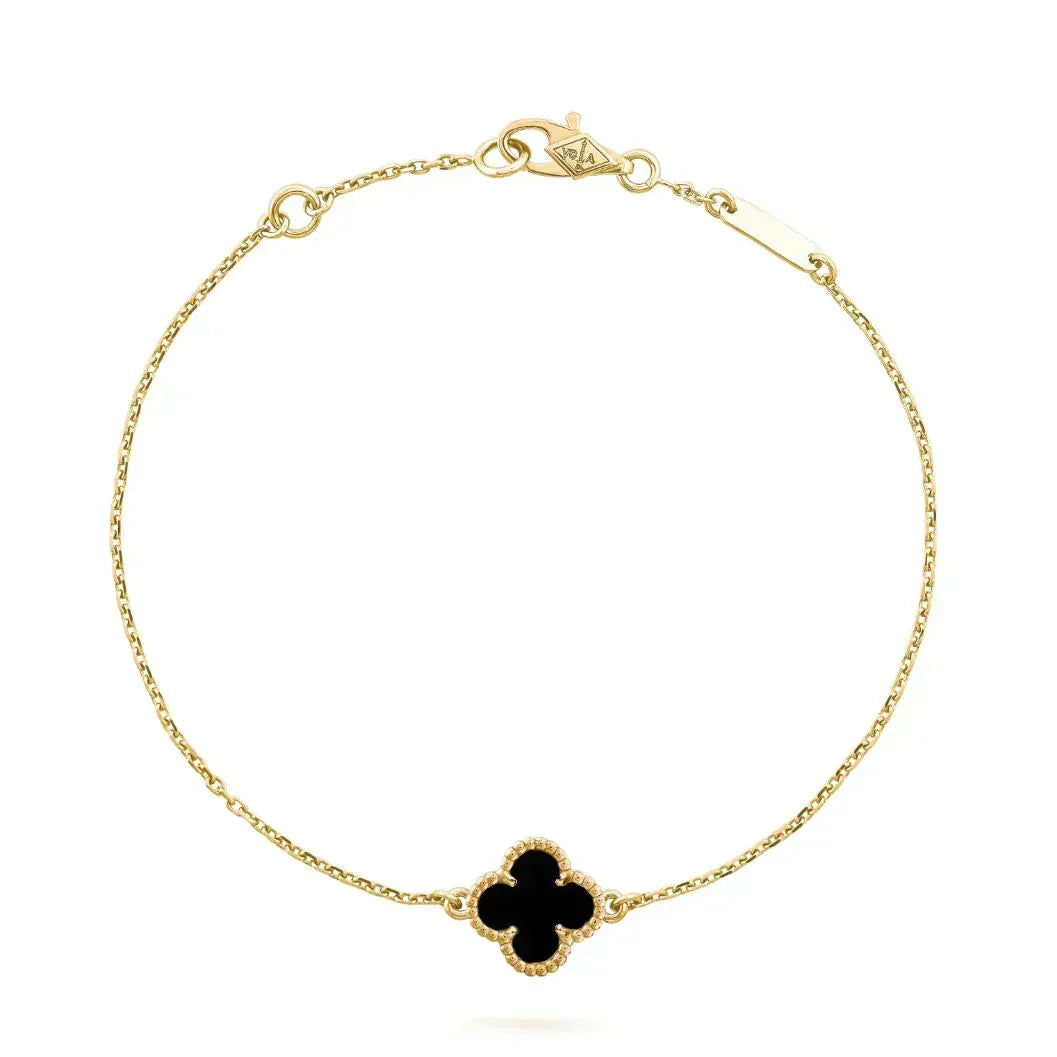 [Elara jewelsry ]CLOVER ONYX SINGLE FLOWER BRACELET