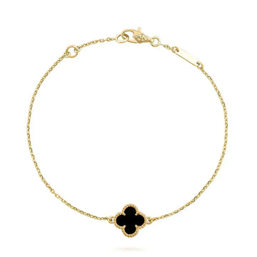 [Elara jewelsry ]CLOVER ONYX SINGLE FLOWER BRACELET