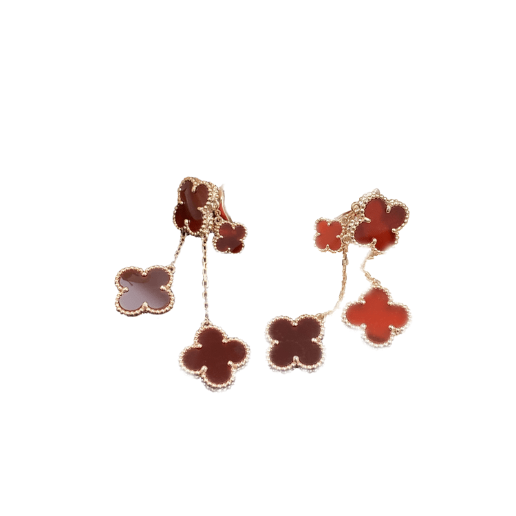 [Elara jewelsry ]CLOVER EARRINGS CARNELIAN 4 MOTIFS PINK GOLD