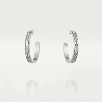 [Elara jewelsry ]LOVE DIAMOND SILVER HOOP EARRINGS