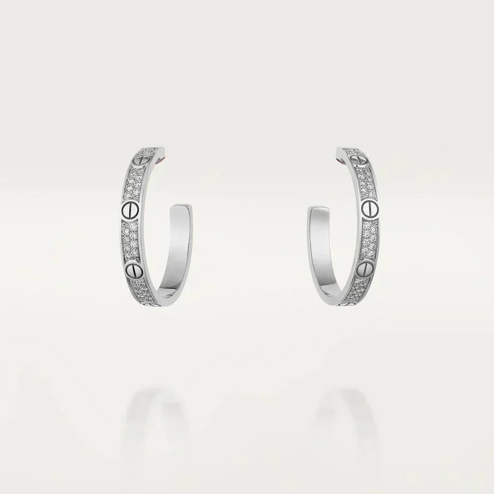 [Elara jewelsry ]LOVE DIAMOND SILVER HOOP EARRINGS