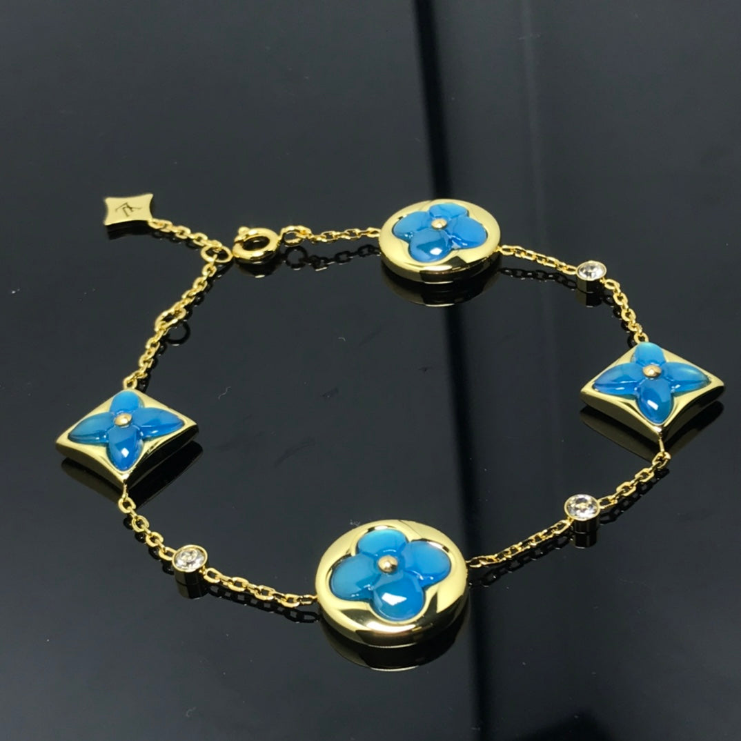 [Elara jewelsry ]STAR AND SUN 4 MOTIF BLUE BRACELET
