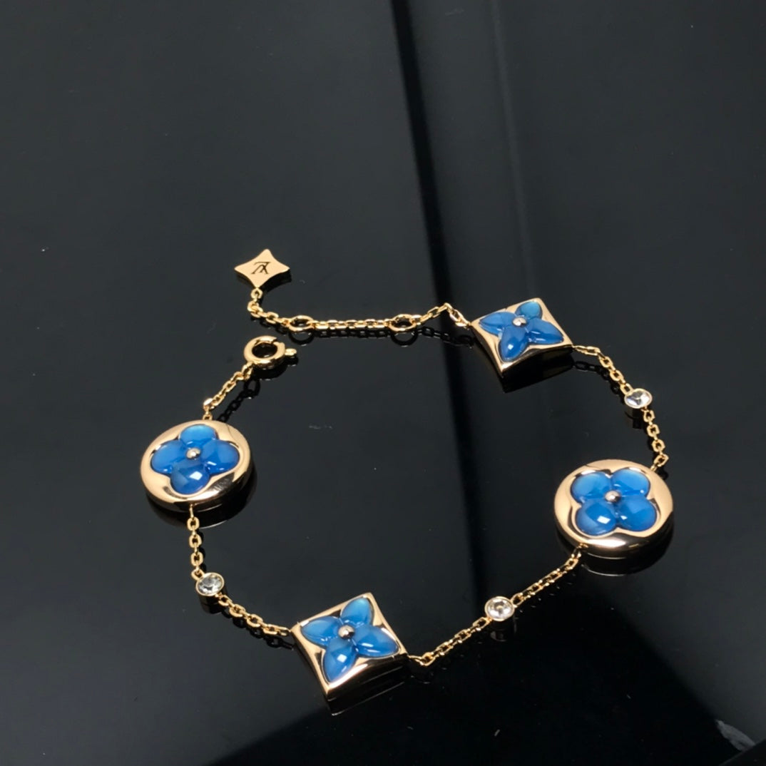 [Elara jewelsry ]STAR AND SUN 4 MOTIF BLUE BRACELET