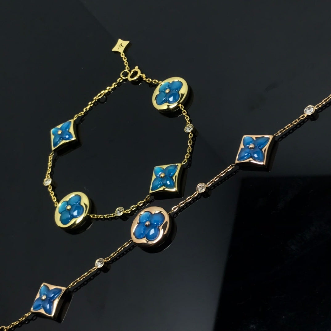 [Elara jewelsry ]STAR AND SUN 4 MOTIF BLUE BRACELET