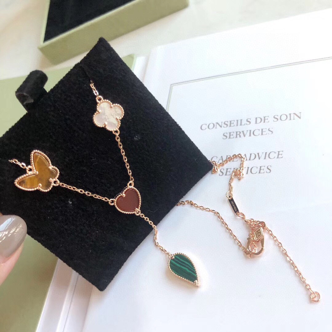 [Elara jewelsry ]LUCKY SPRING 4 MOTIFS ROSE GOLD NECKLACE