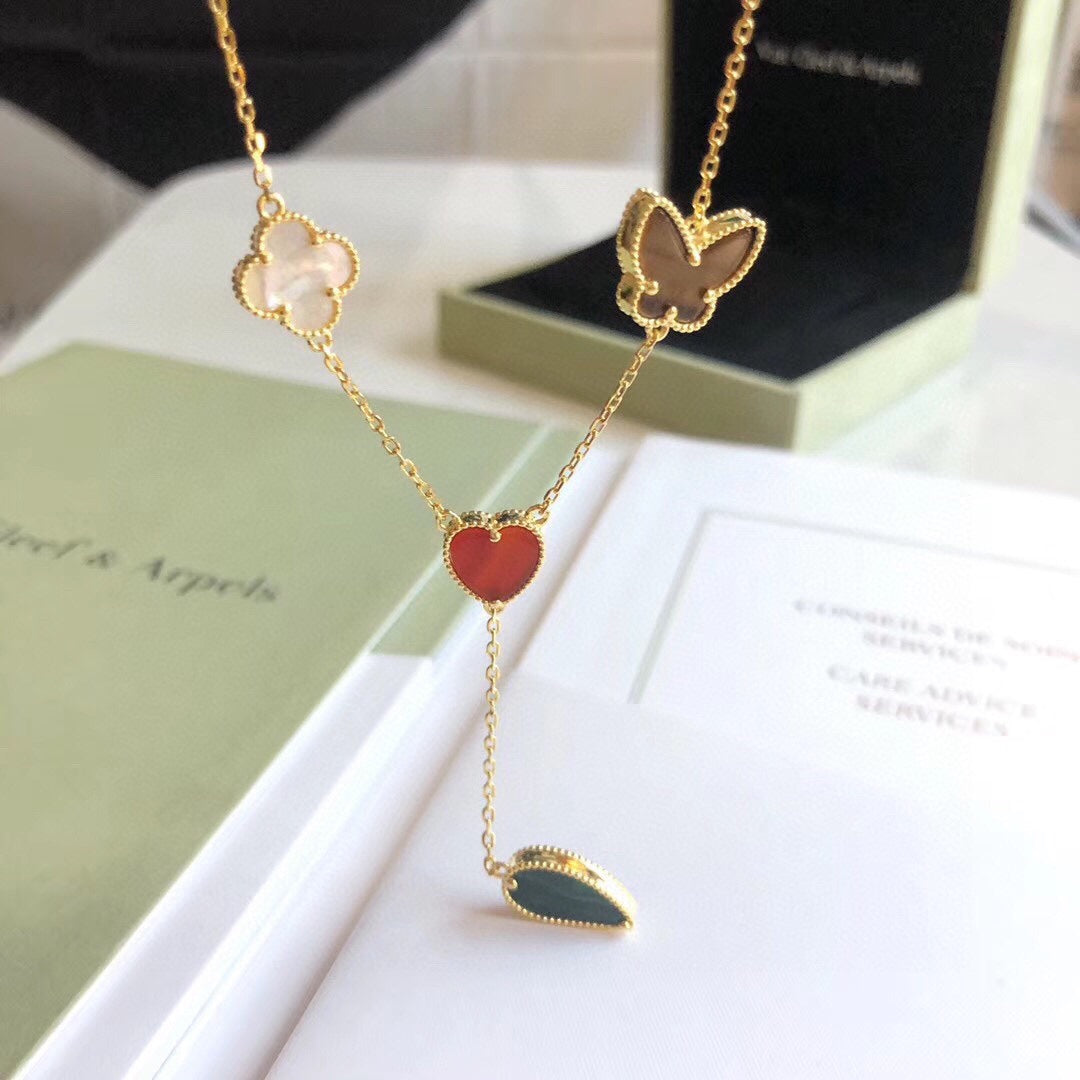 [Elara jewelsry ]LUCKY SPRING 4 MOTIFS ROSE GOLD NECKLACE