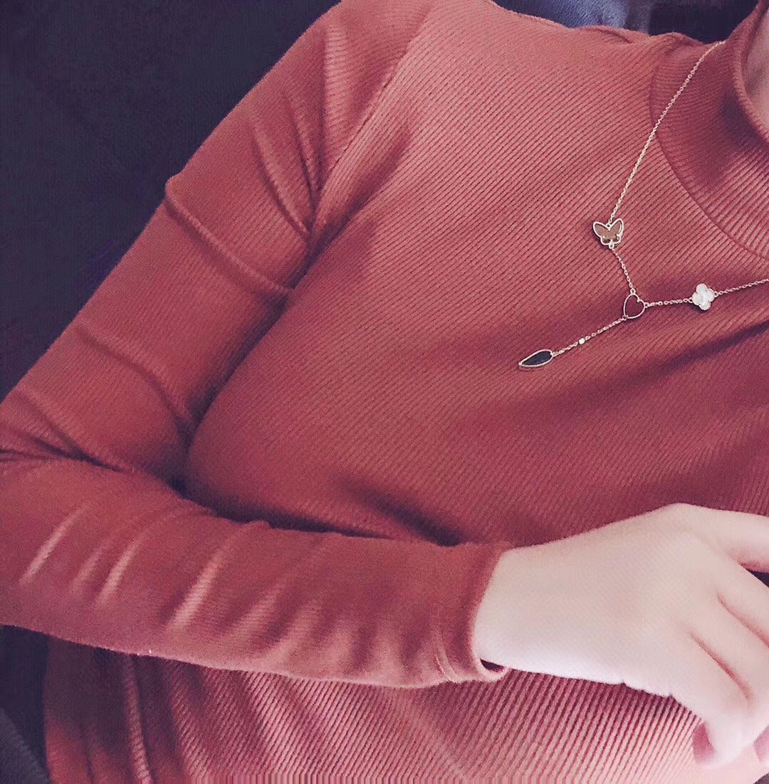 [Elara jewelsry ]LUCKY SPRING 4 MOTIFS ROSE GOLD NECKLACE