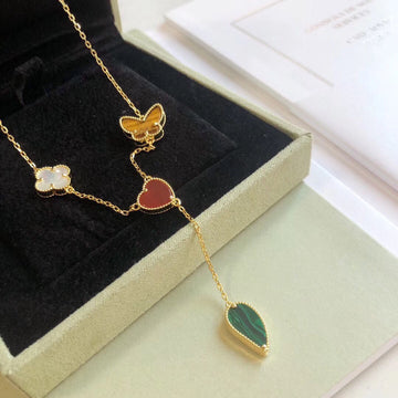 [Elara jewelsry ]LUCKY SPRING 4 MOTIFS ROSE GOLD NECKLACE