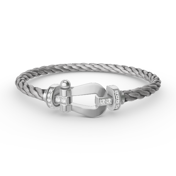 [Elara jewelsry ]FORCE LARGE HORSESHOE HALF DIAMOND BRACELET SILVER