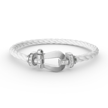 [Elara jewelsry ]FORCE LARGE HORSESHOE HALF DIAMOND BRACELET SILVER