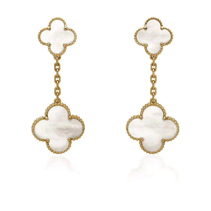 [Elara jewelsry ]CLOVER 2 MOTIF WHITE MOP EARRINGS