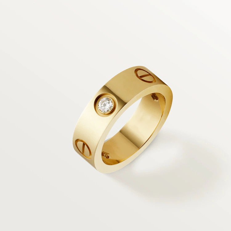[Elara jewelsry ]LOVE RING 5.5MM 3 DIAMONDS PINK GOLD
