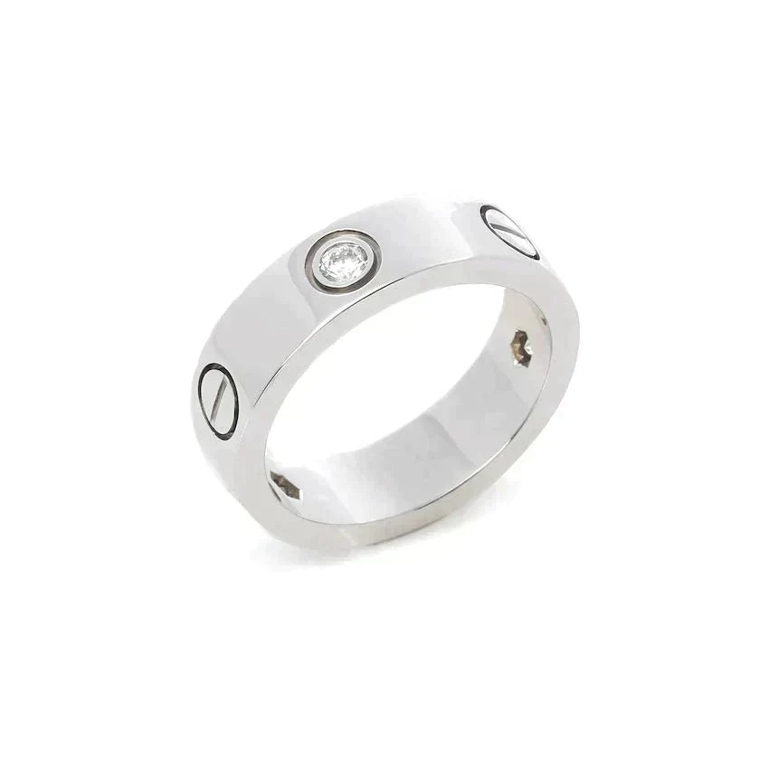 [Elara jewelsry ]LOVE RING 5.5MM 3 DIAMONDS SILVER