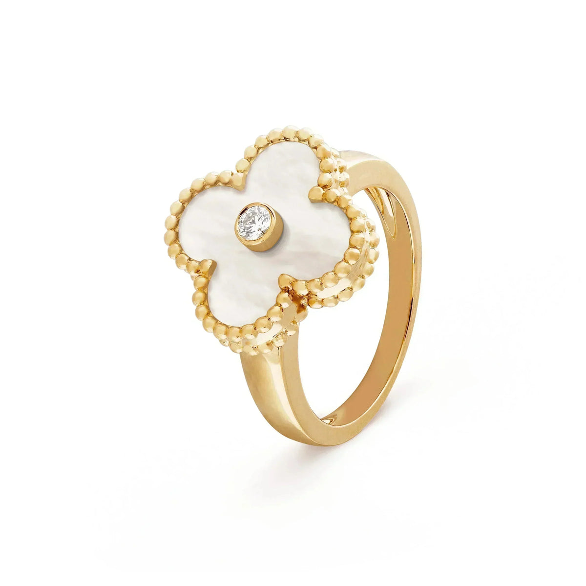 [Elara jewelsry ]CLOVER PINK MOP RING GOLD DIAMOND