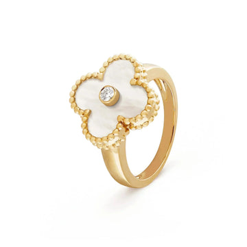 [Elara jewelsry ]CLOVER PINK MOP RING GOLD DIAMOND
